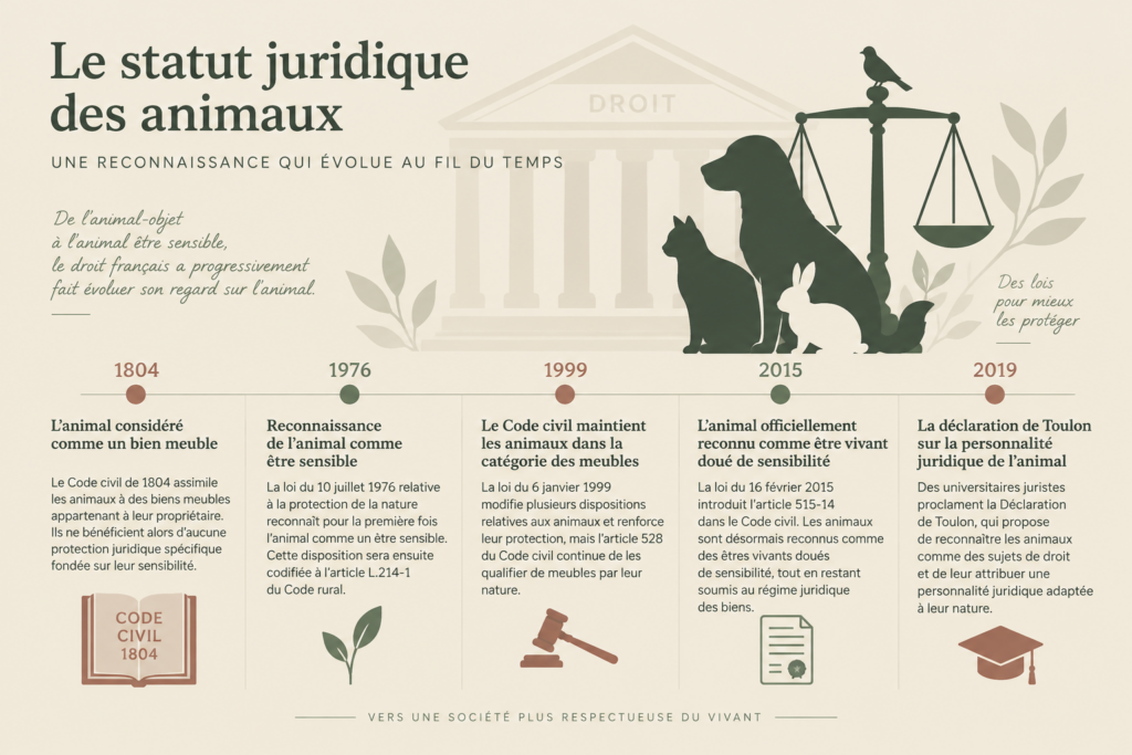 Évolution du statut juridique des animaux en France de 1804 à 2019